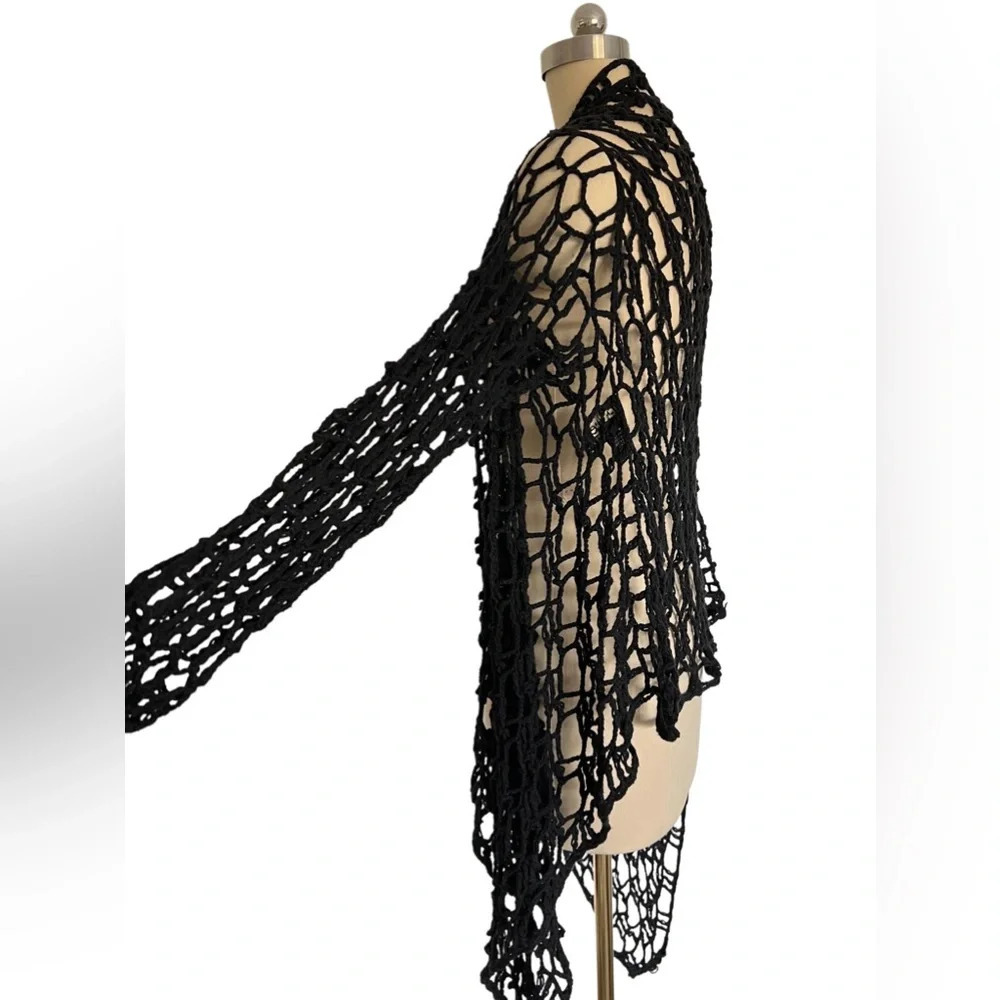 Anthropologie Pure Handknit crochet 100% cotton fishnet cardigan Wrap One Size - Picture 4 of 7